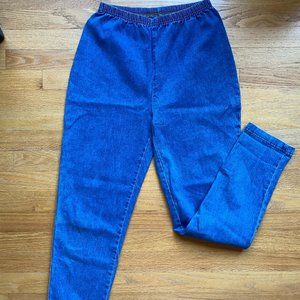 High waisted blue jeans